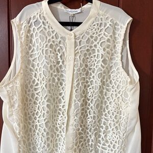 Calvin Klein Women's Ivory Floral Blouse